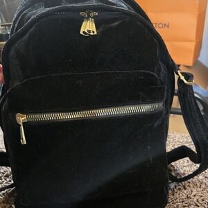 Aimee Kestenberg Black Velvet Bag with Gold Zipper Pull